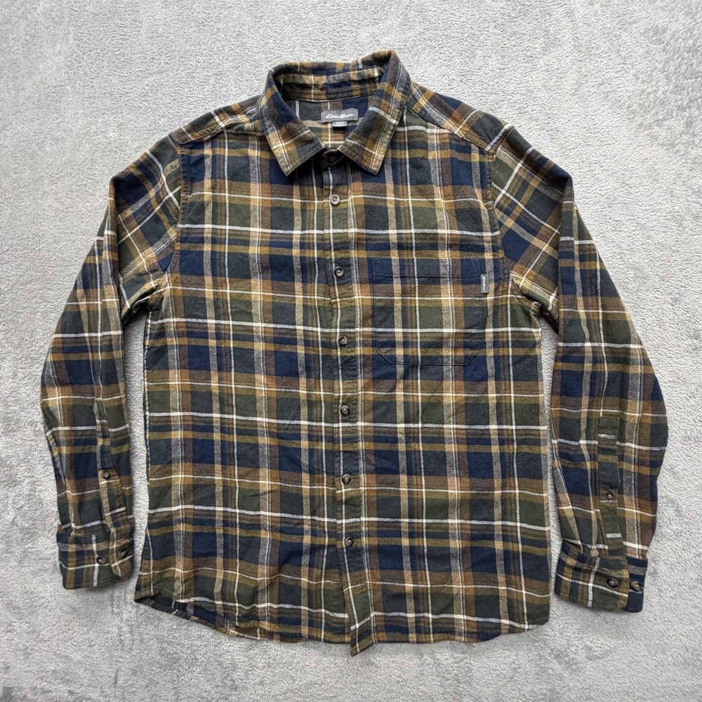 Eddie Bauer Shirt Mens M Multicolor Plaid‎ Flannel Button Up Long Sleeve Casual